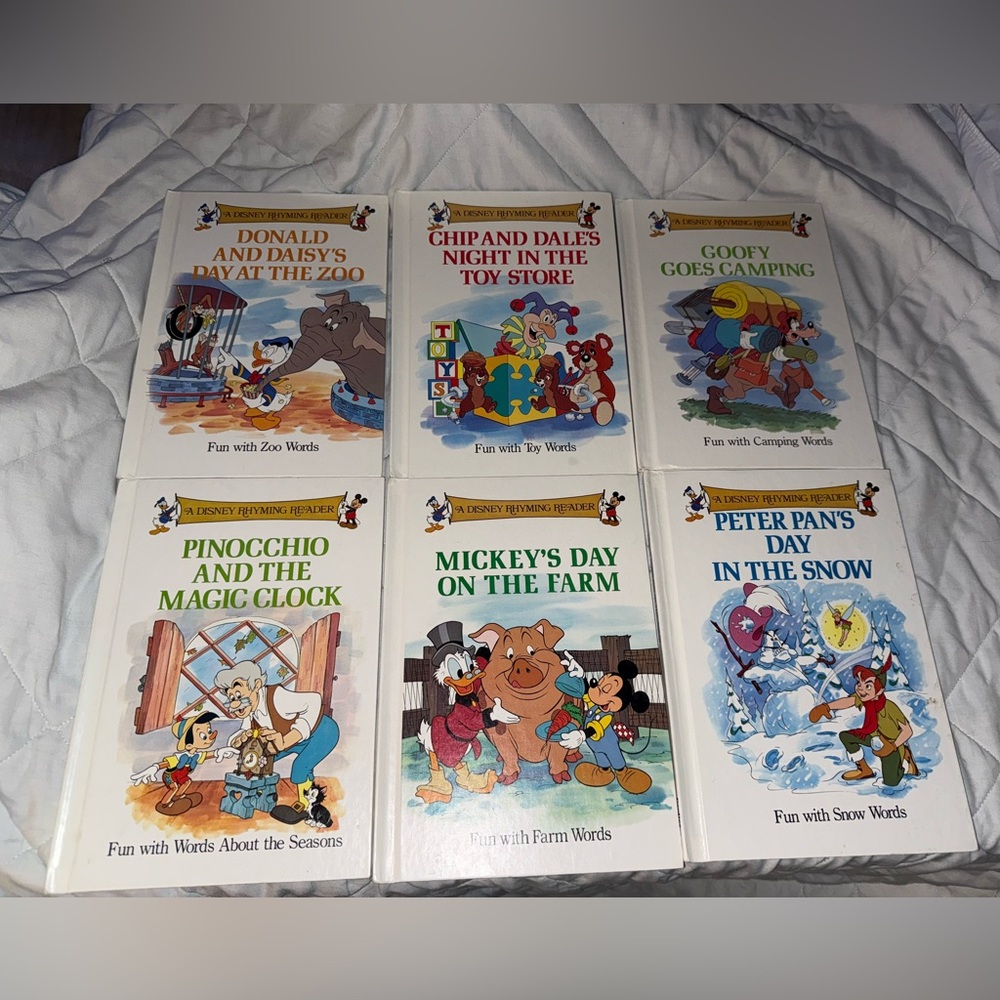 A collection of six "A Disney Rhyming Reader" books